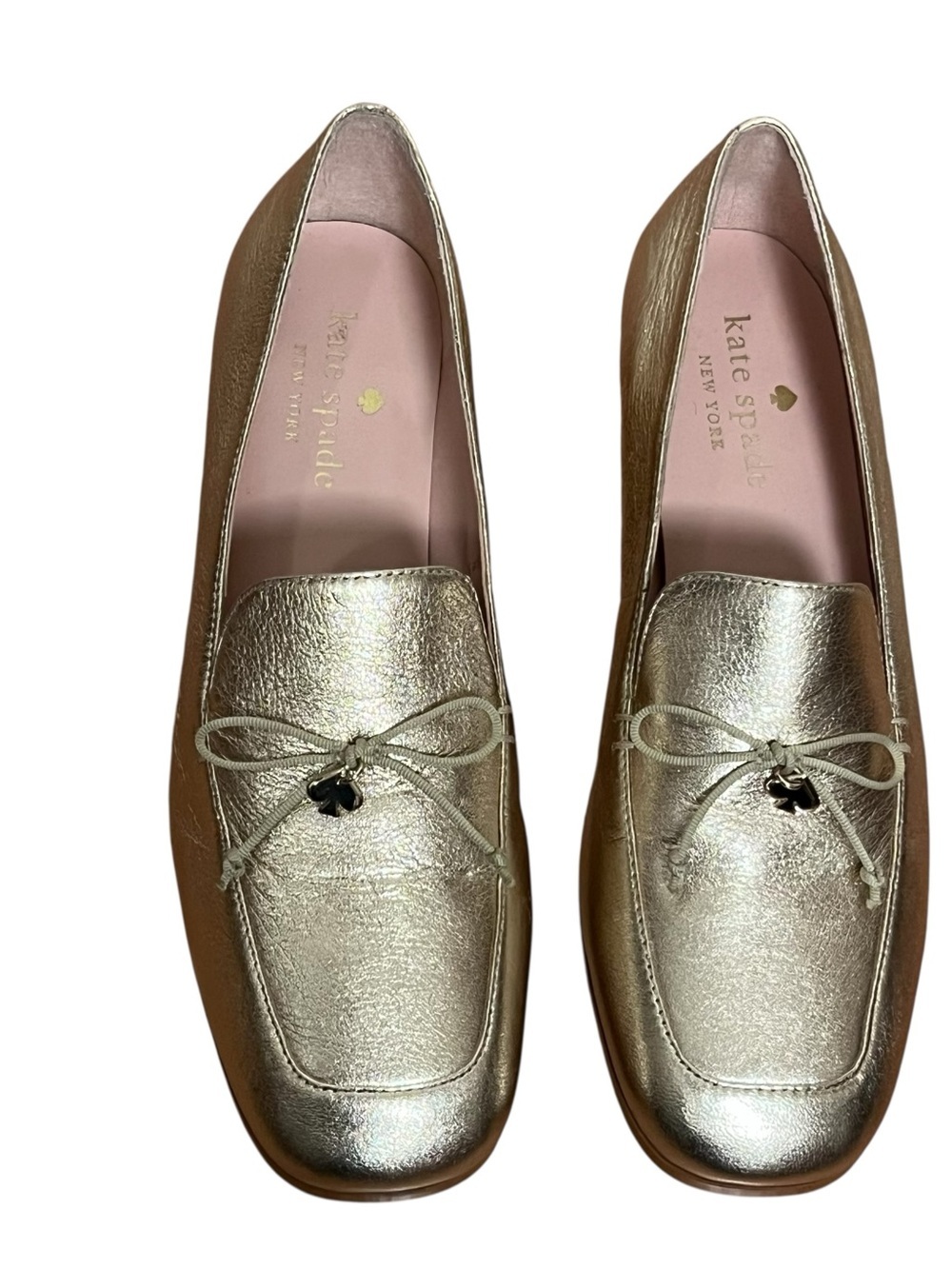 Kate Spade Metallic Gold Sarah Leather Loafers — Size 7 - Picture 2 of 10